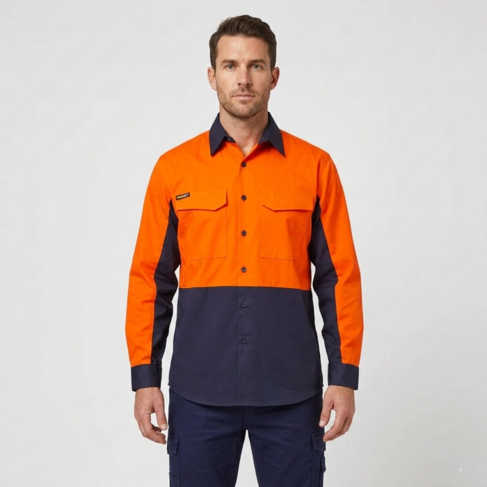 HI VIS LONG SLEEVES VENTED RIPSTOP SHIRT