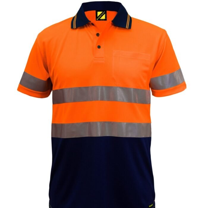 HI VIS SHORT SLEEVE MICROMESH REFLECTIVE POLO WITH POCKET