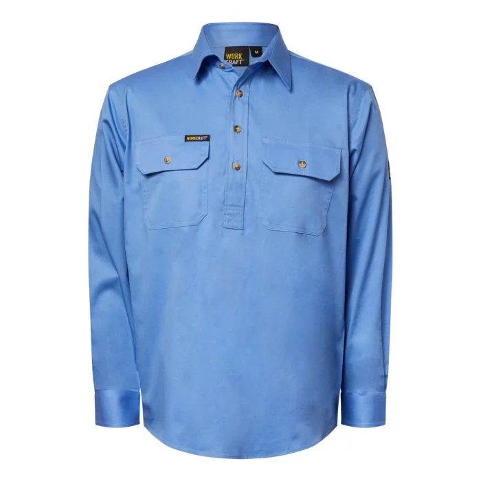LIGHTWEIGHT LONG SLEEVE CLOSED FRONT COTTON DRILL SHIRT