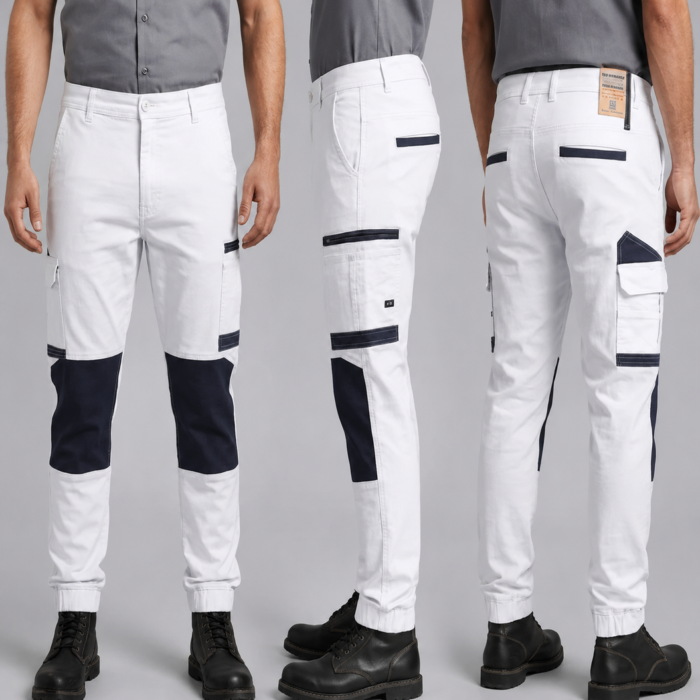 Men's Cargo Cotton Drill Work Pants UPF 50+ Pockets Tradies Workwear Trousers