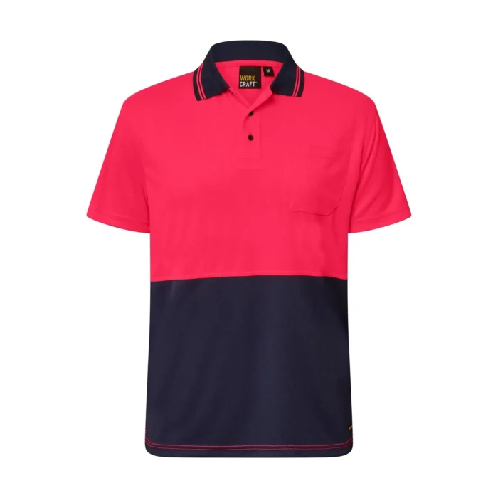 HI VIS SHORT SLEEVE MICROMESH POLO WITH POCKET