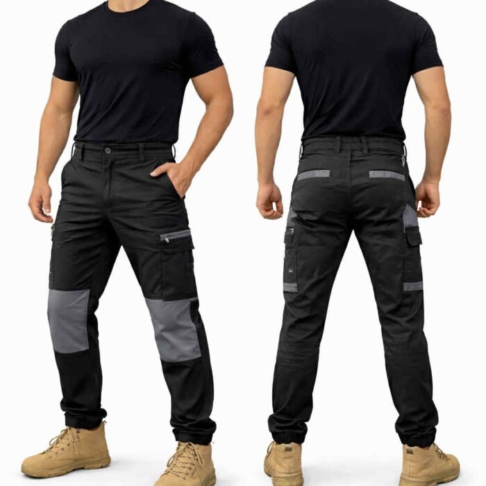 Workwear Men's Cargo Cotton Drill Work Pants UPF 50+ Pockets Tradies Trousers