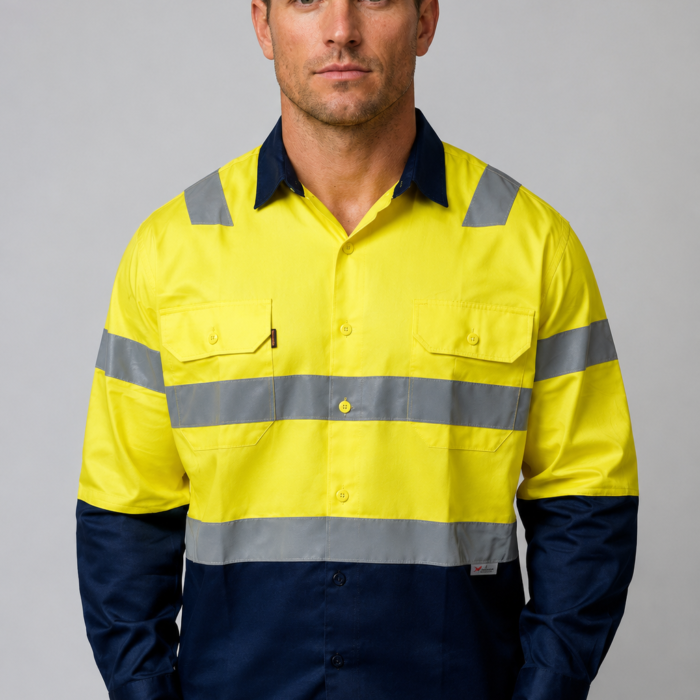 Cotton Drill Work Shirt with Reflective Tape