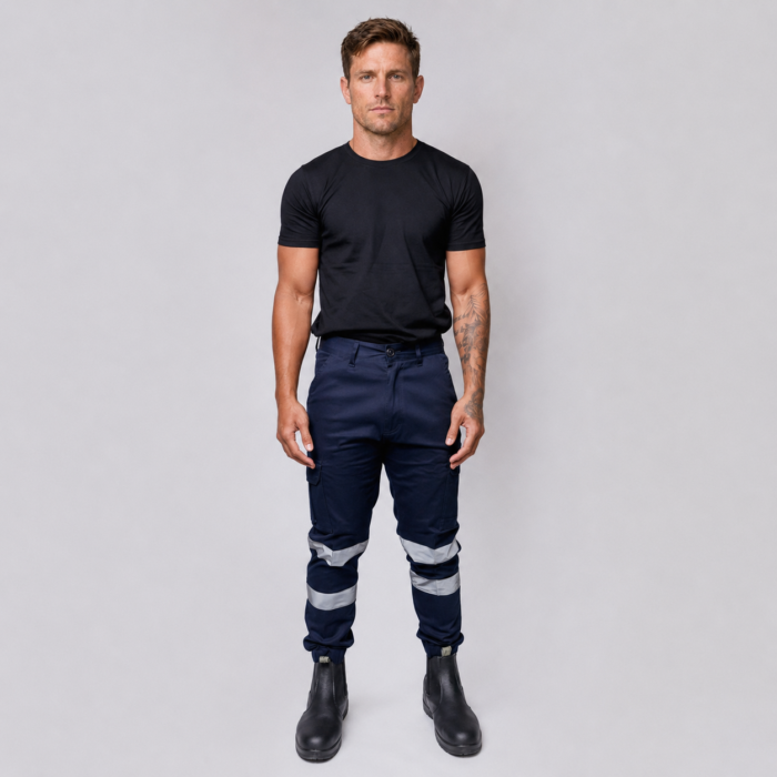 Flex Stretch Cuffed Work Pants with Reflective Tape