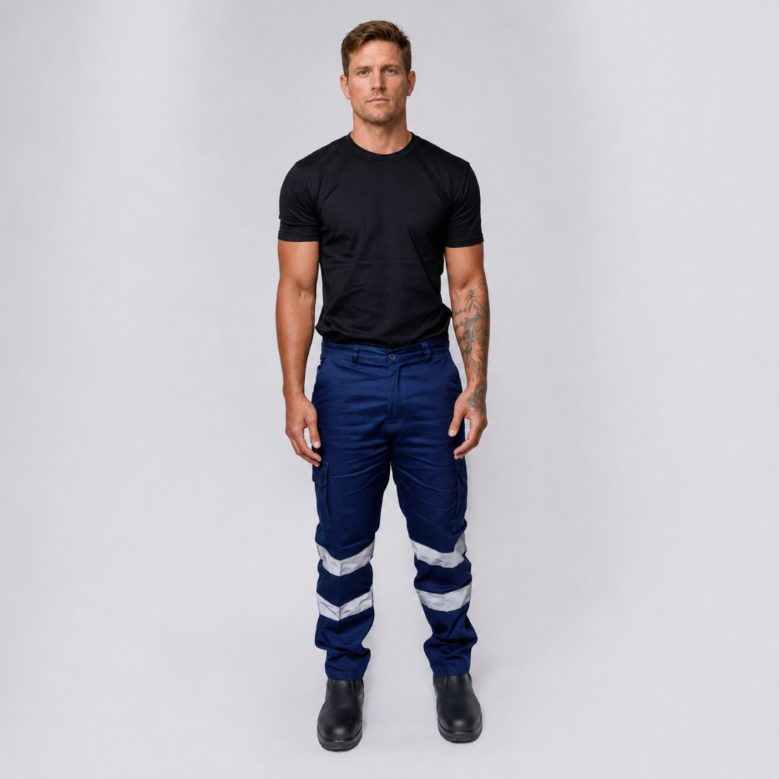 Heavy Duty Cotton Drill Work Pants with Reflective Tape