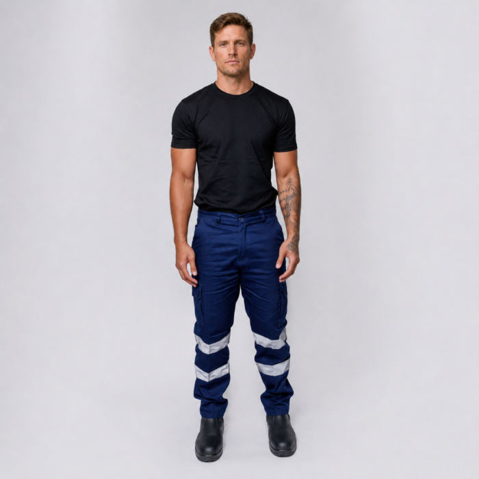 Heavy Duty Cotton Drill Work Pants with Reflective Tape
